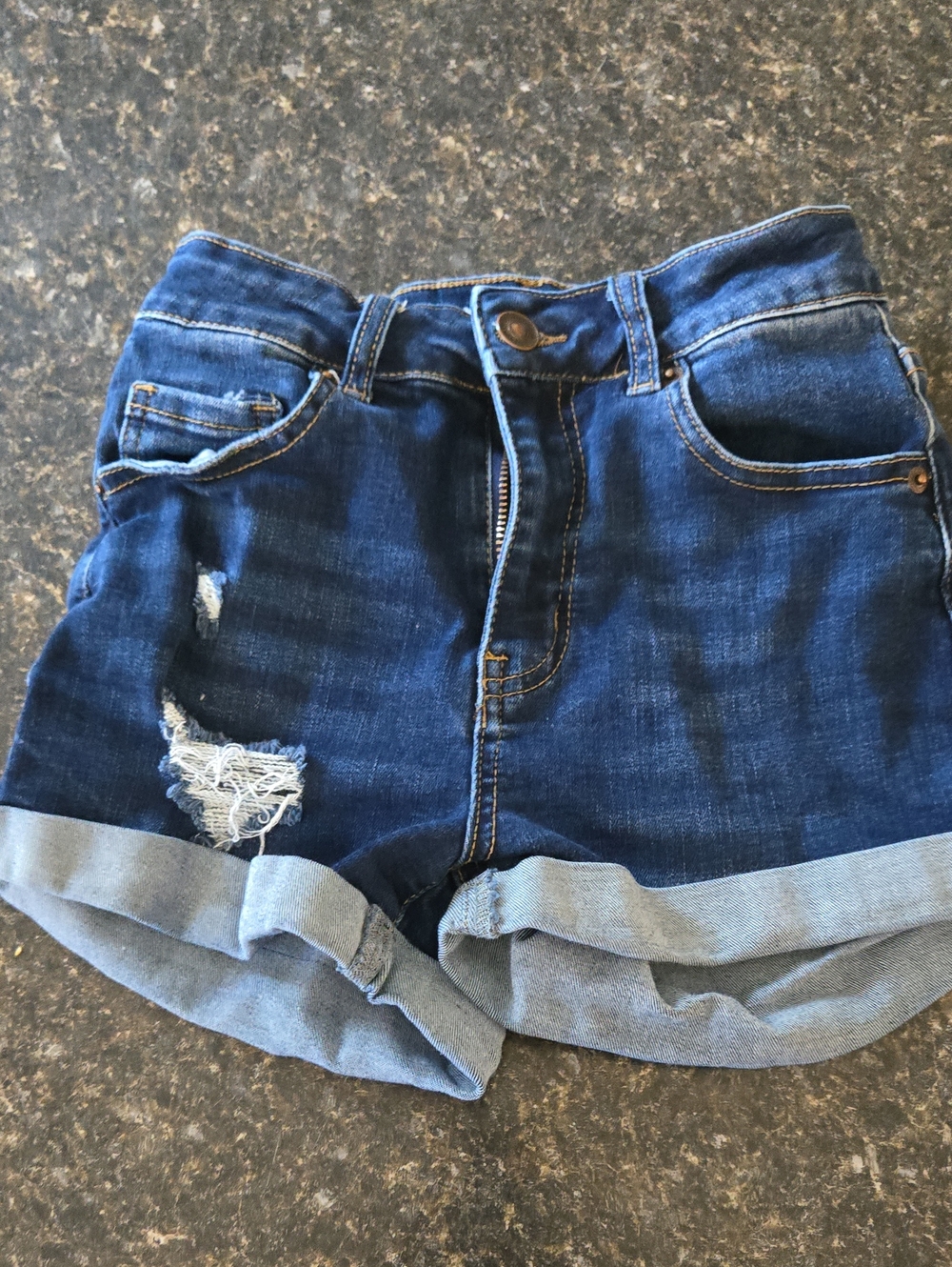 Classic Dark Wash Denim Roll-Cuff Women's Shorts